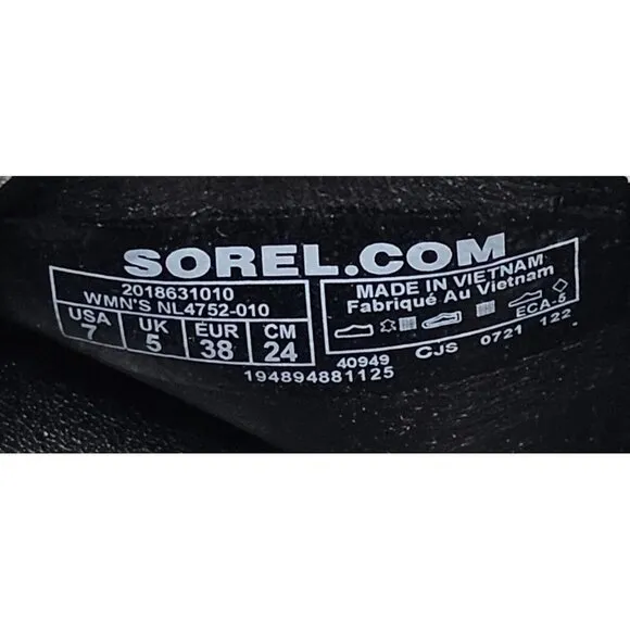 Sorel Ella II Ankle Strap Black Women's Sandals Size 7