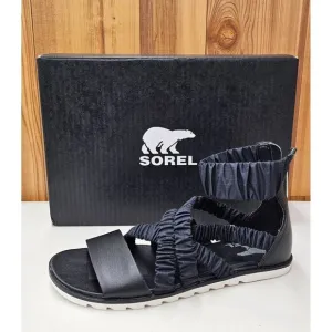 Sorel Ella II Ankle Strap Black Women's Sandals Size 7