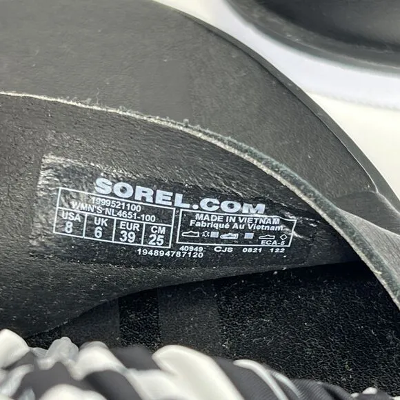 Sorel Ella II Ankle Strap Ruched Sandals NEW Elastic Black White Cruise Size 8