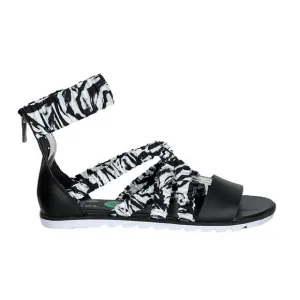 Sorel Ella II Ankle Strap Ruched Sandals NEW Elastic Black White Cruise Size 8