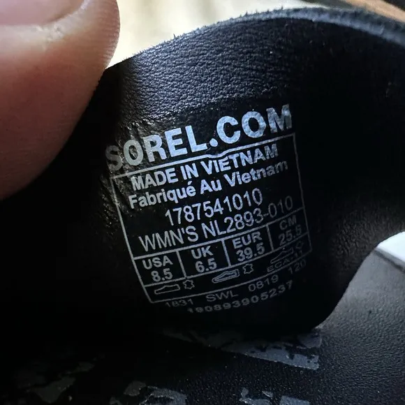 SOREL Ella Womens Black Leather CrossStrapStretch Flat Sandals NL2893-010 Sz 8.5