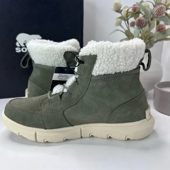Sorel Explorer Next Carnival 100g Waterproof Boot Stone Green Women 7.5 NWB