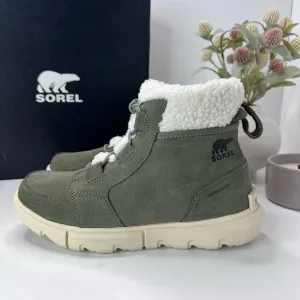 Sorel Explorer Next Carnival 100g Waterproof Boot Stone Green Women 7.5 NWB