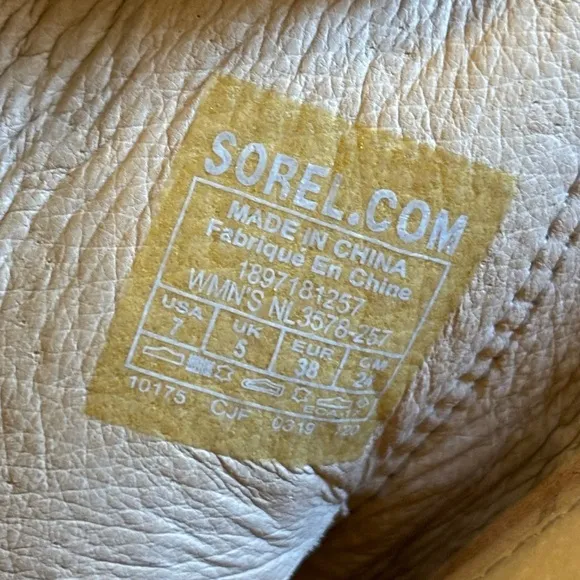 Sorel Nadia Heeled Mule Beige Leather Sandals Womens 7