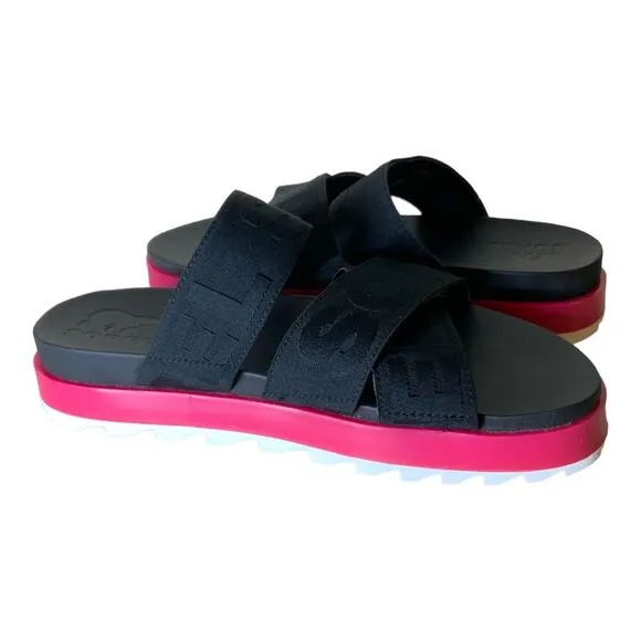 Sorel Roaming Sport Sandal Black Punch Pink Strap Sandals Size 10.5 NEW