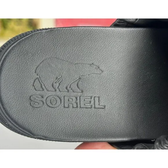 Sorel Roaming Two-Strap Black Slide Sandals Size 7