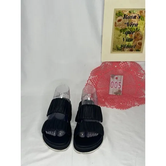 Sorel Roaming Two-Strap Black Slide Sandals Size 7