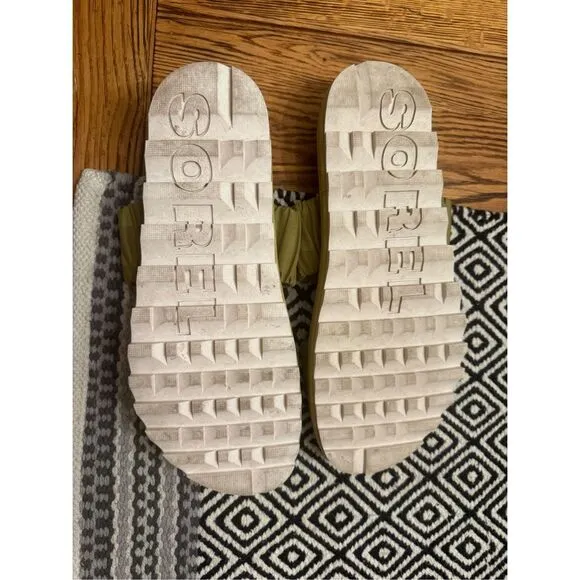 Sorel White Black Leather Roaming Buckle Slide Sandals Size 10