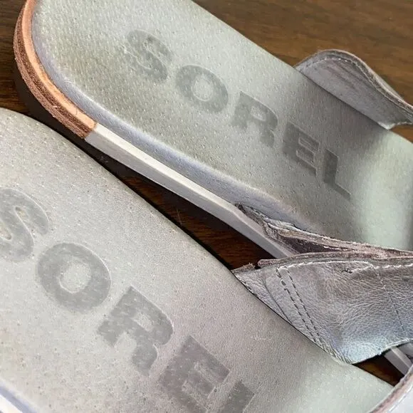 SOREL slide sandals leather double strap size 9