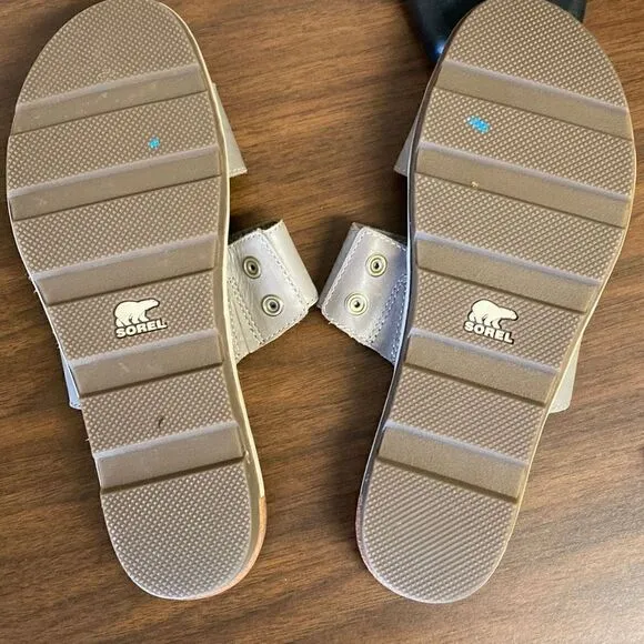SOREL slide sandals leather double strap size 9
