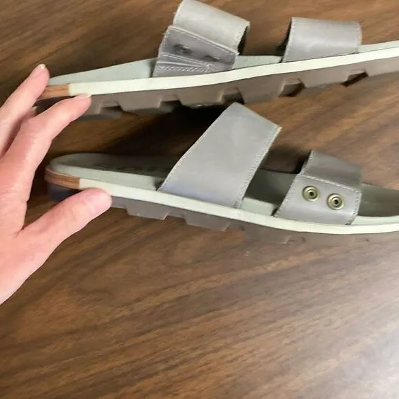 SOREL slide sandals leather double strap size 9