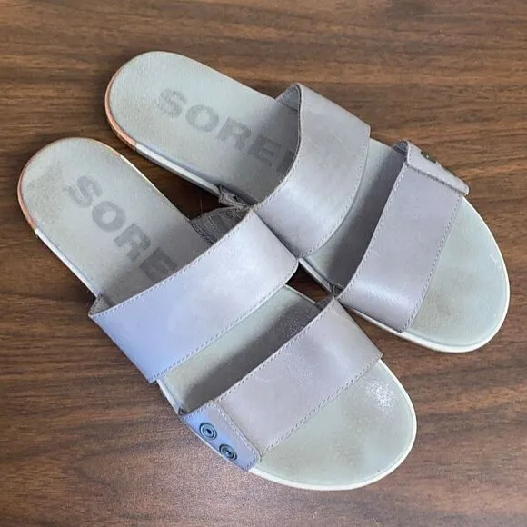 SOREL slide sandals leather double strap size 9