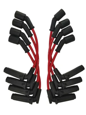Spark Plug Wire Set - Ultra - Spiral Core - 7 mm - Red - 90 Degree Plug Boots - Factory Style Boots - 11.00 in Long - GM LS-Series - Kit