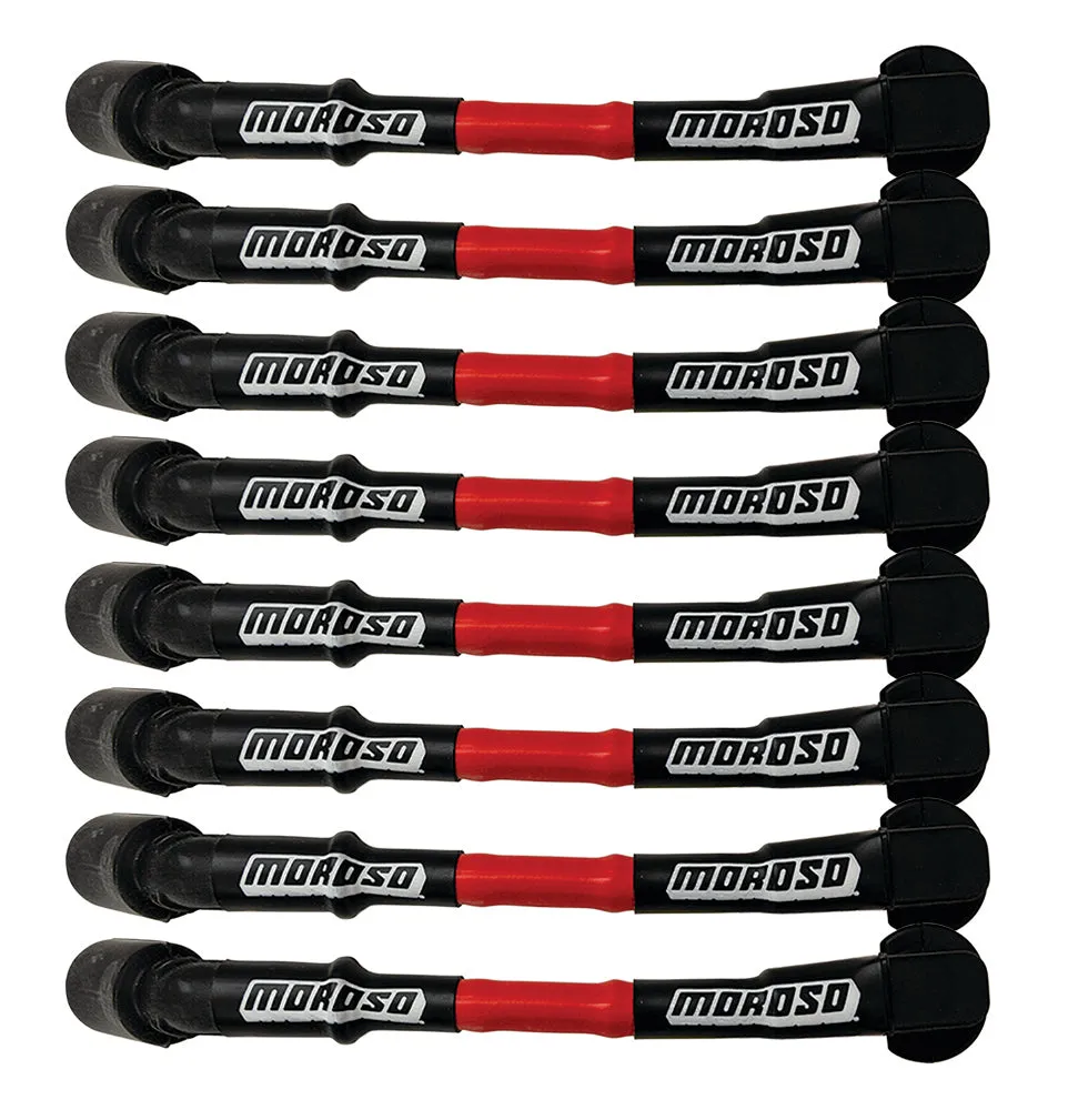 Spark Plug Wire Set - Ultra - Spiral Core - 7 mm - Sleeved - Red - 90 Degree Plug Boots - Factory Style Boots - 9.75 in Long - GM LS-Series - Kit