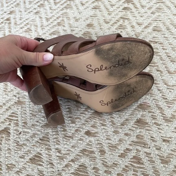Splendid ankle strap, leather sandals, brown 7.5.