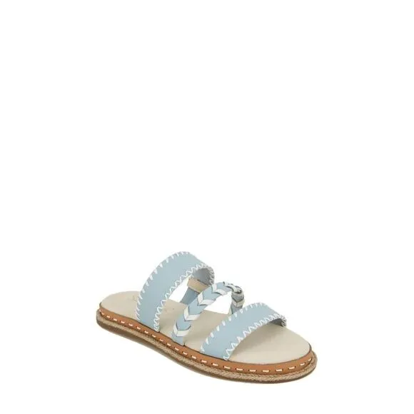 Splendid Caia Sandals Womens US 8 Aqua Blue Leather Braided Strap Slip-On KHD637