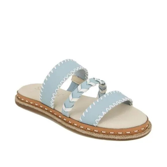 Splendid Caia Sandals Womens US 8 Aqua Blue Leather Braided Strap Slip-On KHD637