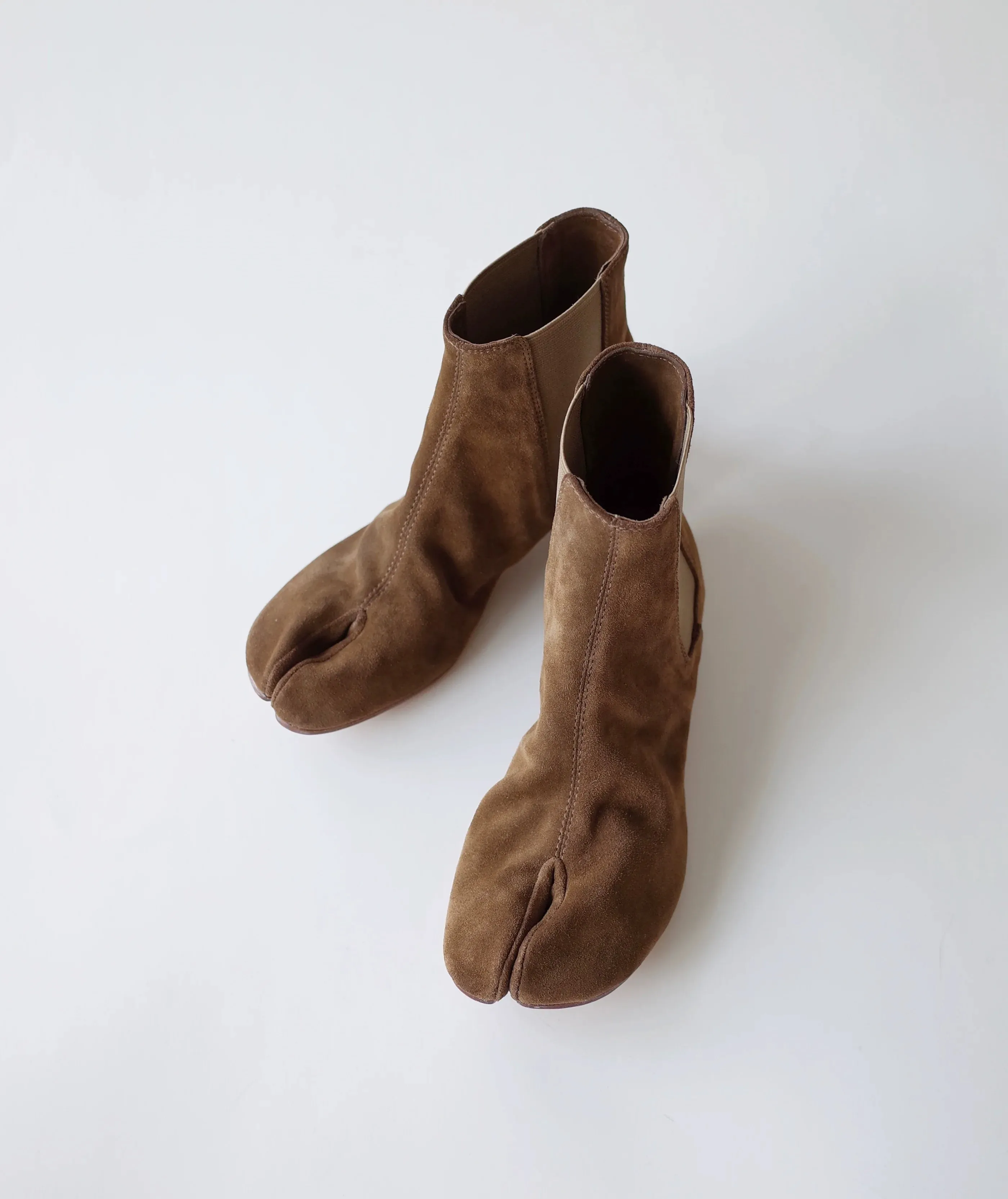 Split-Toe Suede Ankle Boots