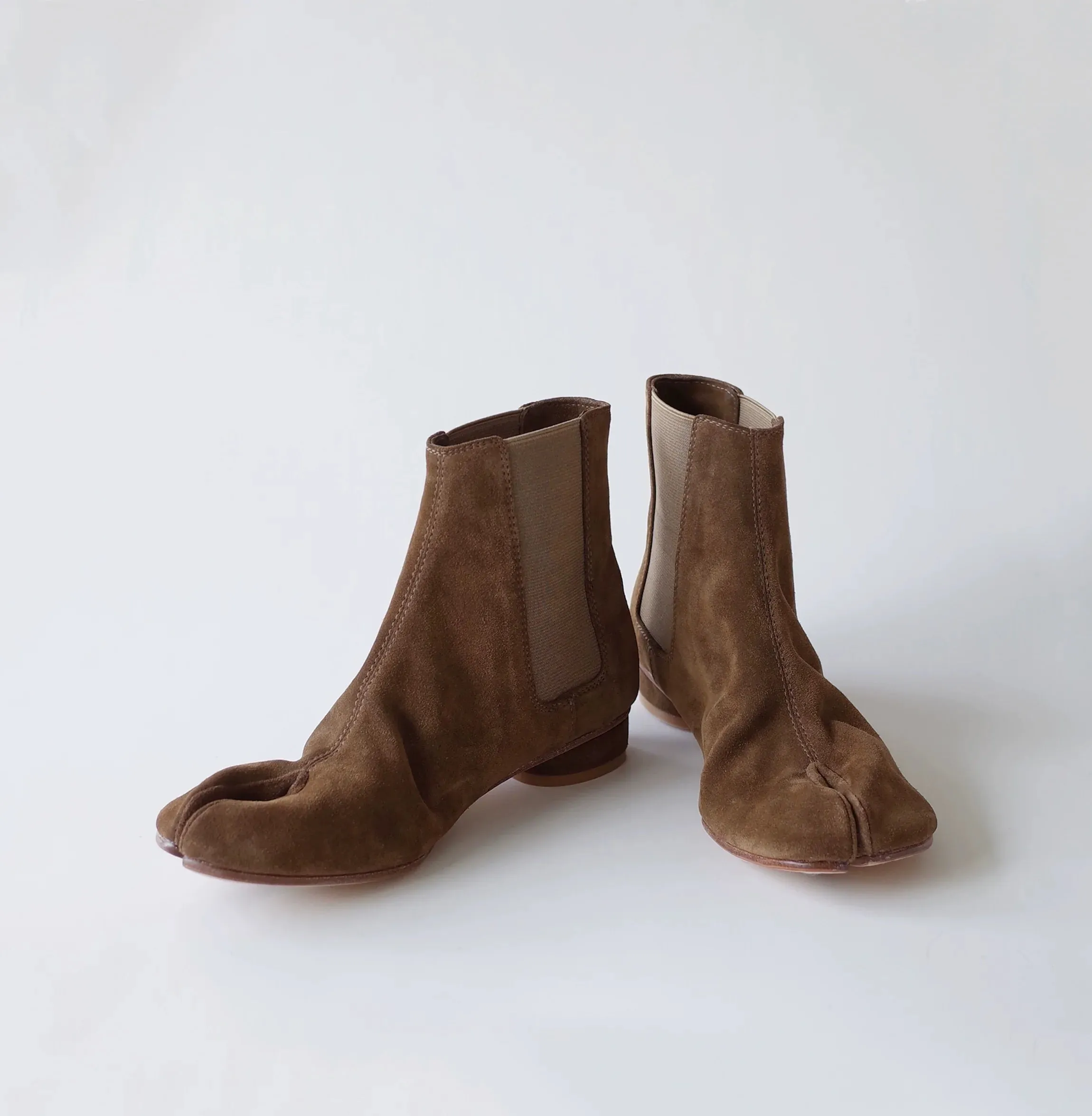 Split-Toe Suede Ankle Boots