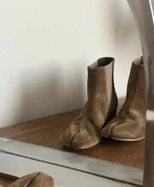 Split-Toe Suede Ankle Boots