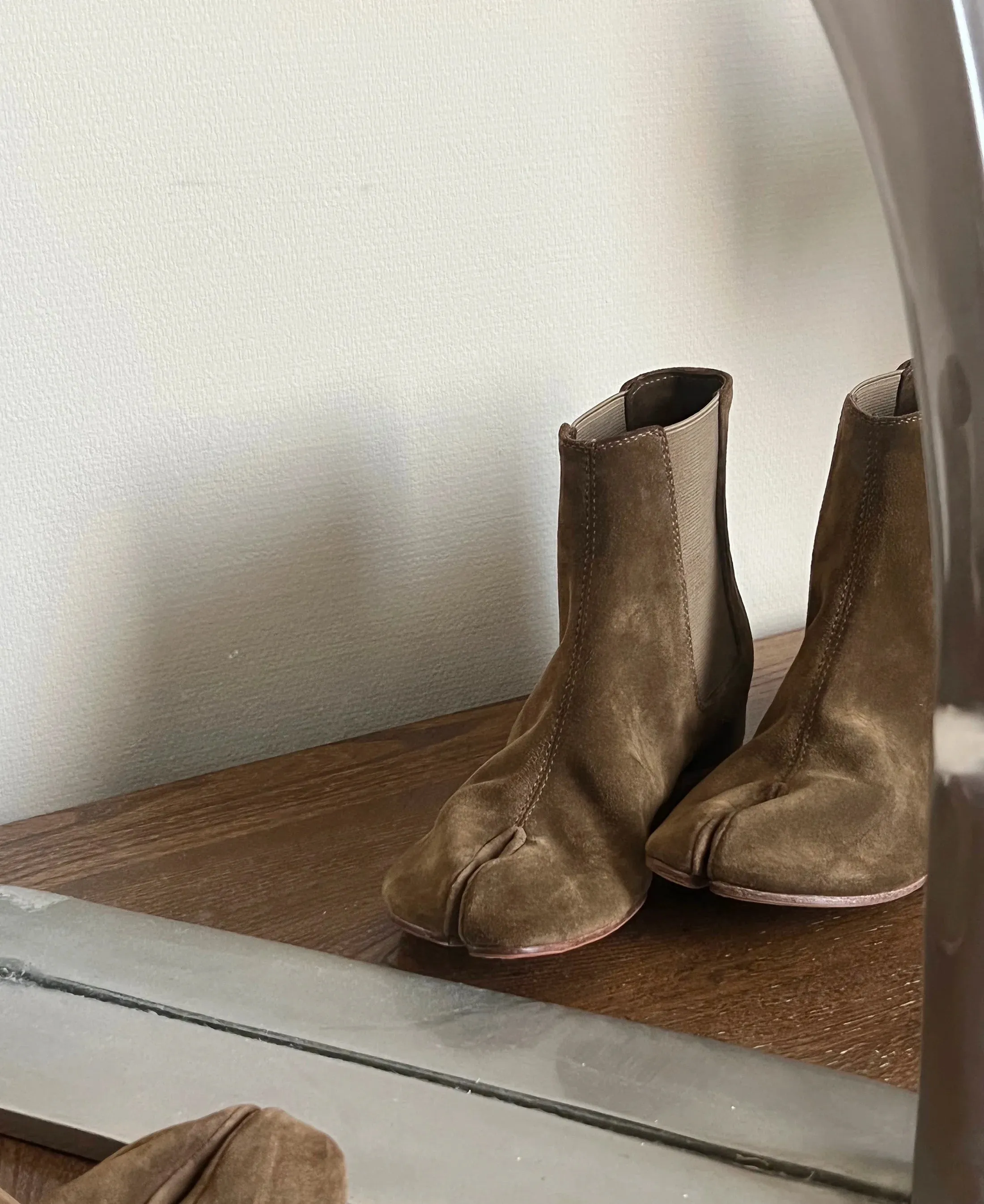 Split-Toe Suede Ankle Boots