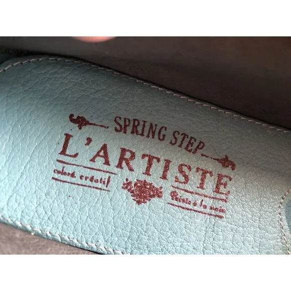 Spring Step L'ARTISTE DEZI blue flower flat slipon ballet driving leather loafer