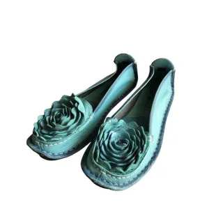 Spring Step L'ARTISTE DEZI blue flower flat slipon ballet driving leather loafer