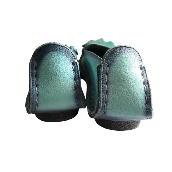 Spring Step L'ARTISTE DEZI blue flower flat slipon ballet driving leather loafer