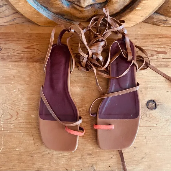 Staud Nicola Gladiator Lace up leather Sandals, 38