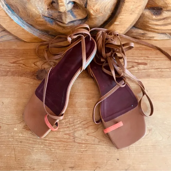 Staud Nicola Gladiator Lace up leather Sandals, 38