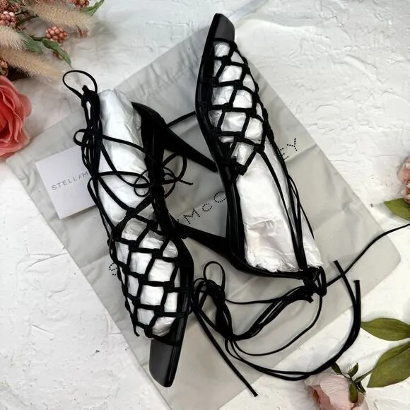 Stella McCartney‎ Woven Faux Leather Sandals Black Size 38 US 8