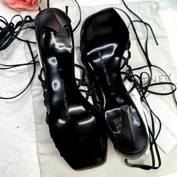 Stella McCartney‎ Woven Faux Leather Sandals Black Size 38 US 8