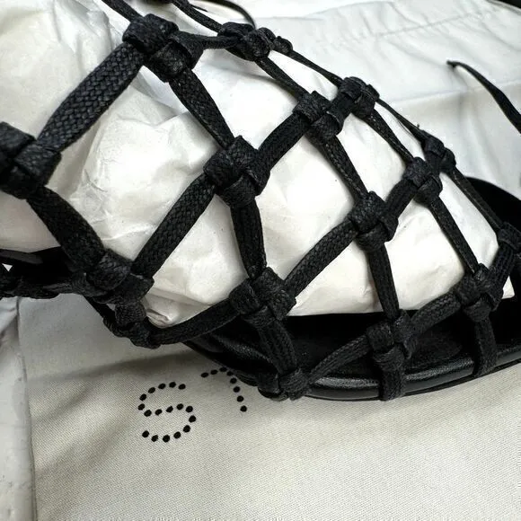 Stella McCartney‎ Woven Faux Leather Sandals Black Size 38 US 8