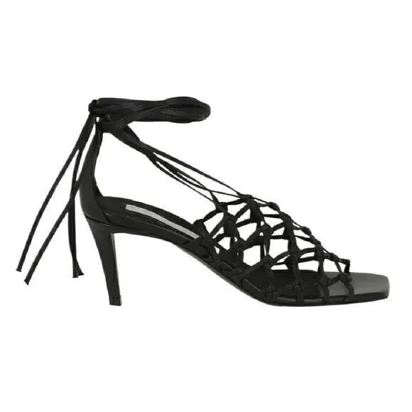 Stella McCartney‎ Woven Faux Leather Sandals Black Size 38 US 8
