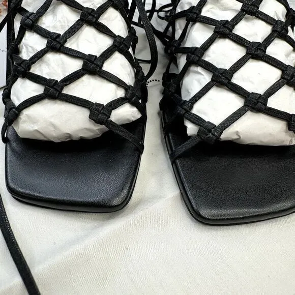 Stella McCartney‎ Woven Faux Leather Sandals Black Size 38 US 8