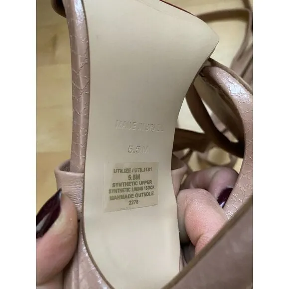 Steve Madden BNWT &quot;Utilize&quot; sz 5.5 tan wrap around stiletto heel sandals