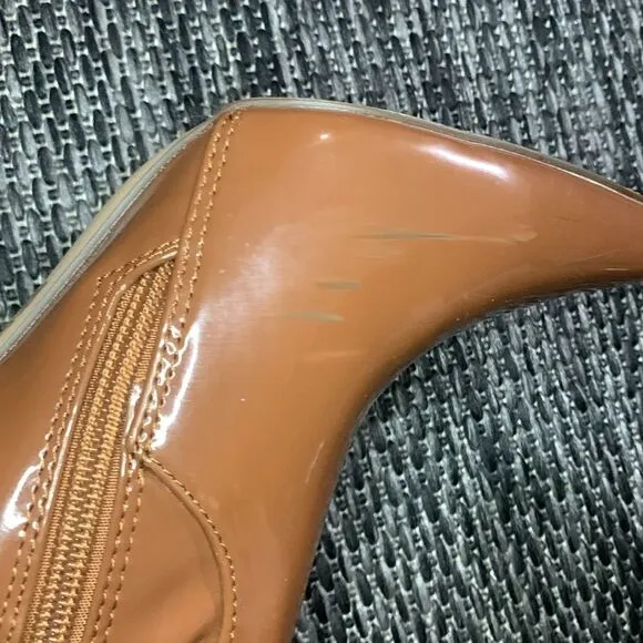STEVE MADDEN brown patent thigh high boots size 7