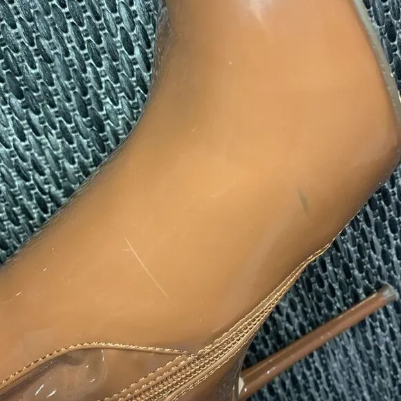 STEVE MADDEN brown patent thigh high boots size 7