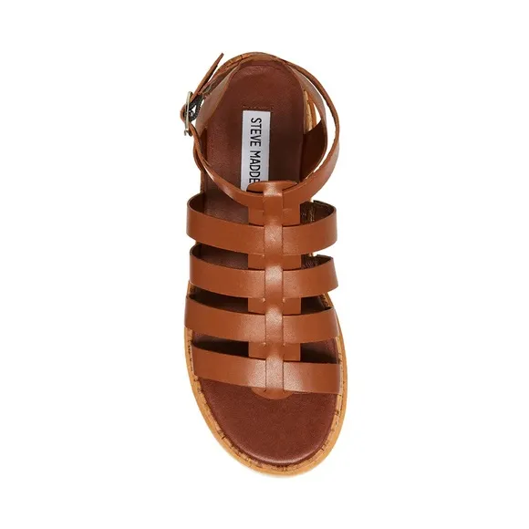 Steve Madden Cognac Genuine Leather Platform Sandals