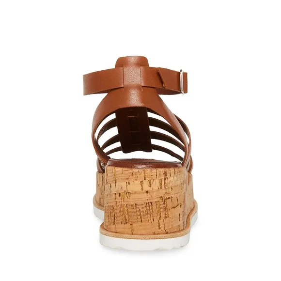 Steve Madden Cognac Genuine Leather Platform Sandals