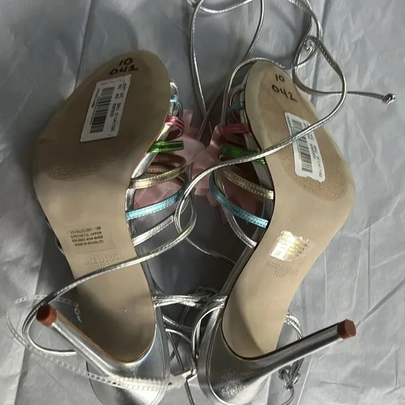 Steve Madden Jolisa Metallic Flower Ankle Wrap Dress Sandals
