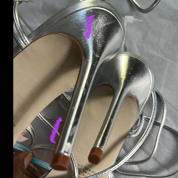 Steve Madden Jolisa Metallic Flower Ankle Wrap Dress Sandals