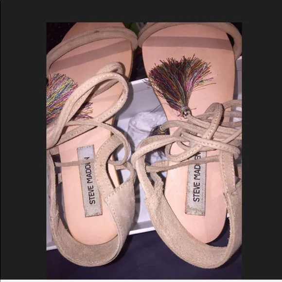 Steve Madden Tasseled Ankle Wrap Sandal shoes Steve Madden sandals rainbo tassel