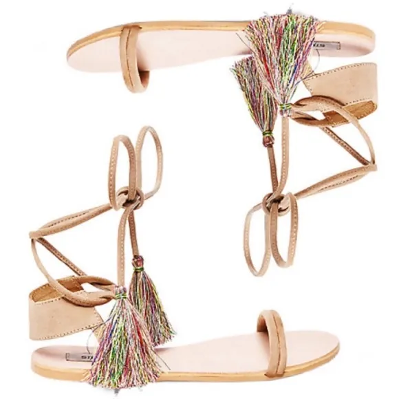 Steve Madden Tasseled Ankle Wrap Sandal shoes Steve Madden sandals rainbo tassel