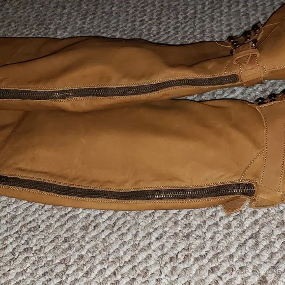 Steven brand thigh high tan real otk leather boots NWT