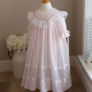 Strasburg RARE Pink Heirloom Float Dress Cotton Lawn Organza Collar New