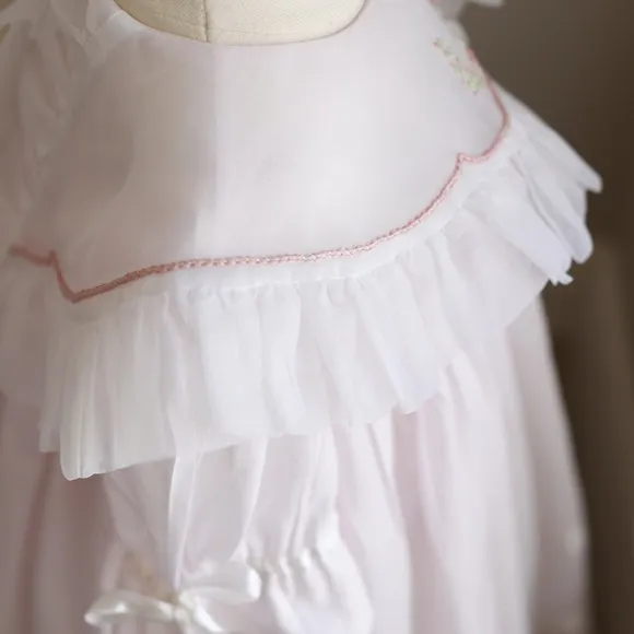 Strasburg RARE Pink Heirloom Float Dress Cotton Lawn Organza Collar New