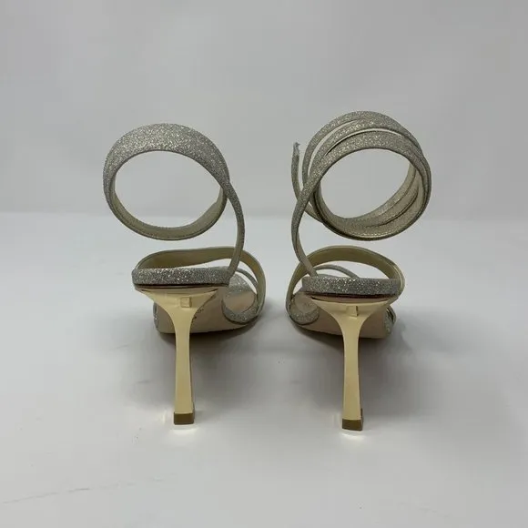 Stuart Weitzman Beatrix 100 Wrap Sandals Women's Size 8B Fig-Fine Glitter S0447‎