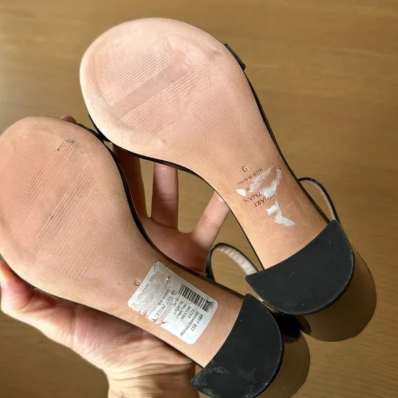 Stuart Weitzman Black Patent Leather Sandal Heels