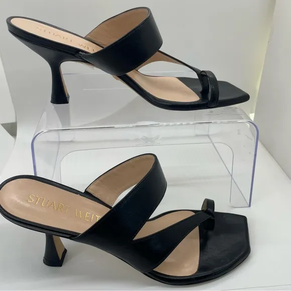 Stuart Weitzman Black Sandals Minimalist Design